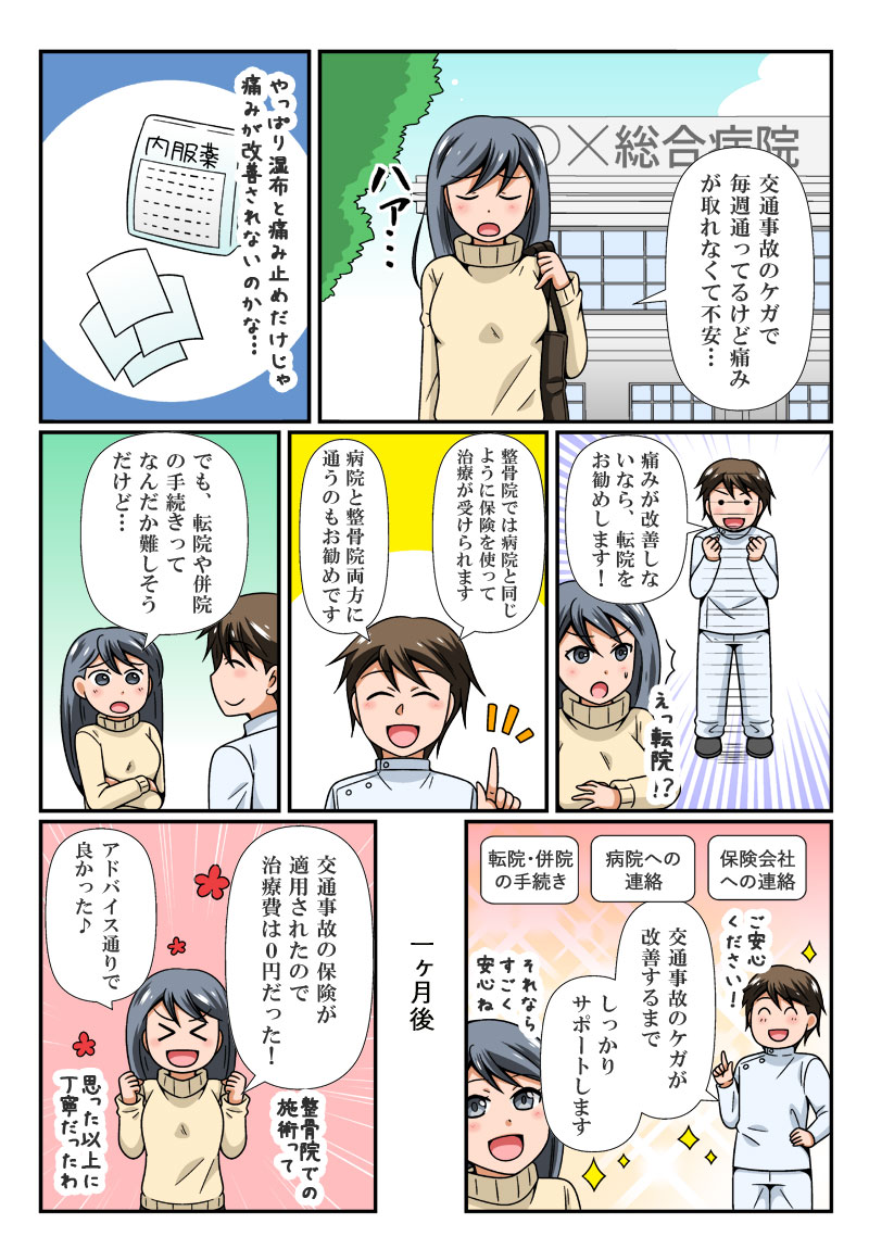 漫画で分かる交通事故治療について